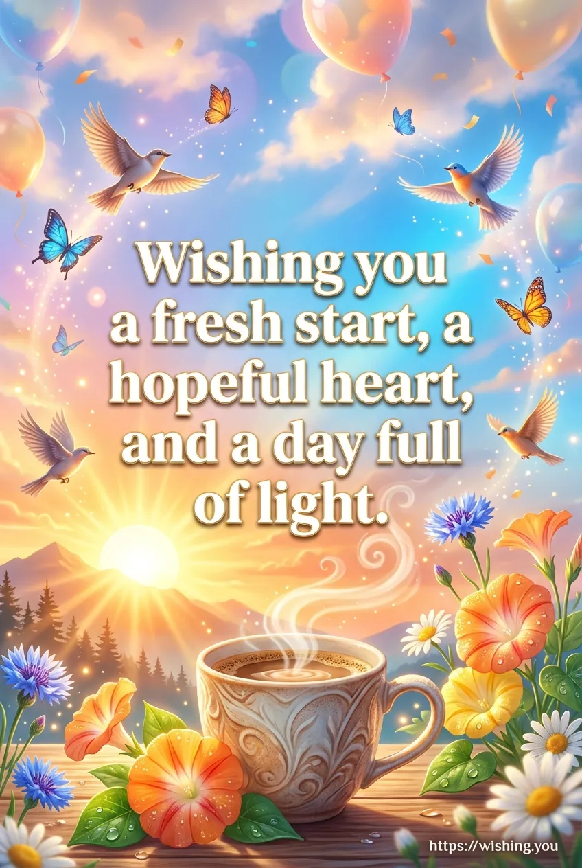 Wishing you a fresh start, a hopeful heart, and a day full of light.