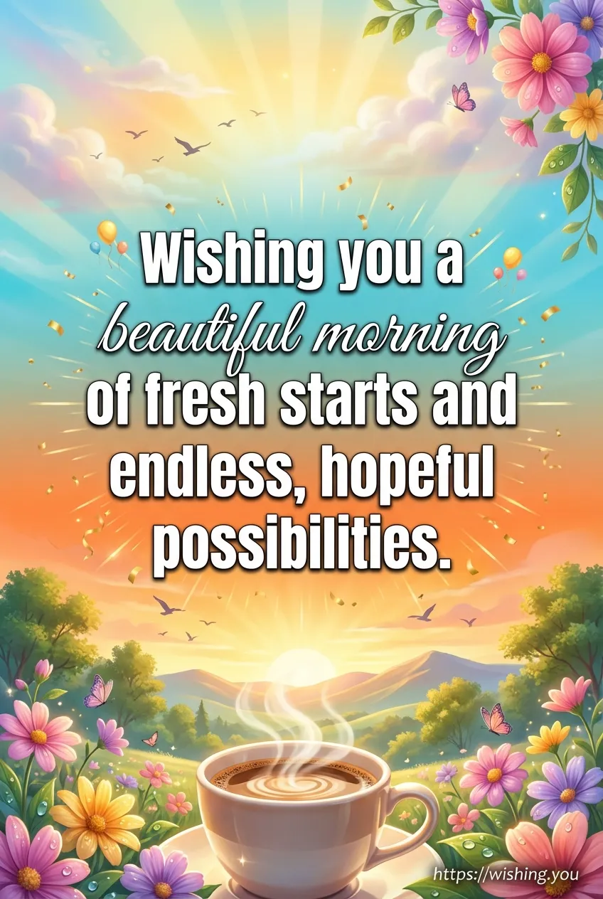 Wishing you a beautiful morning of fresh starts and endless, hopeful possibilities.
